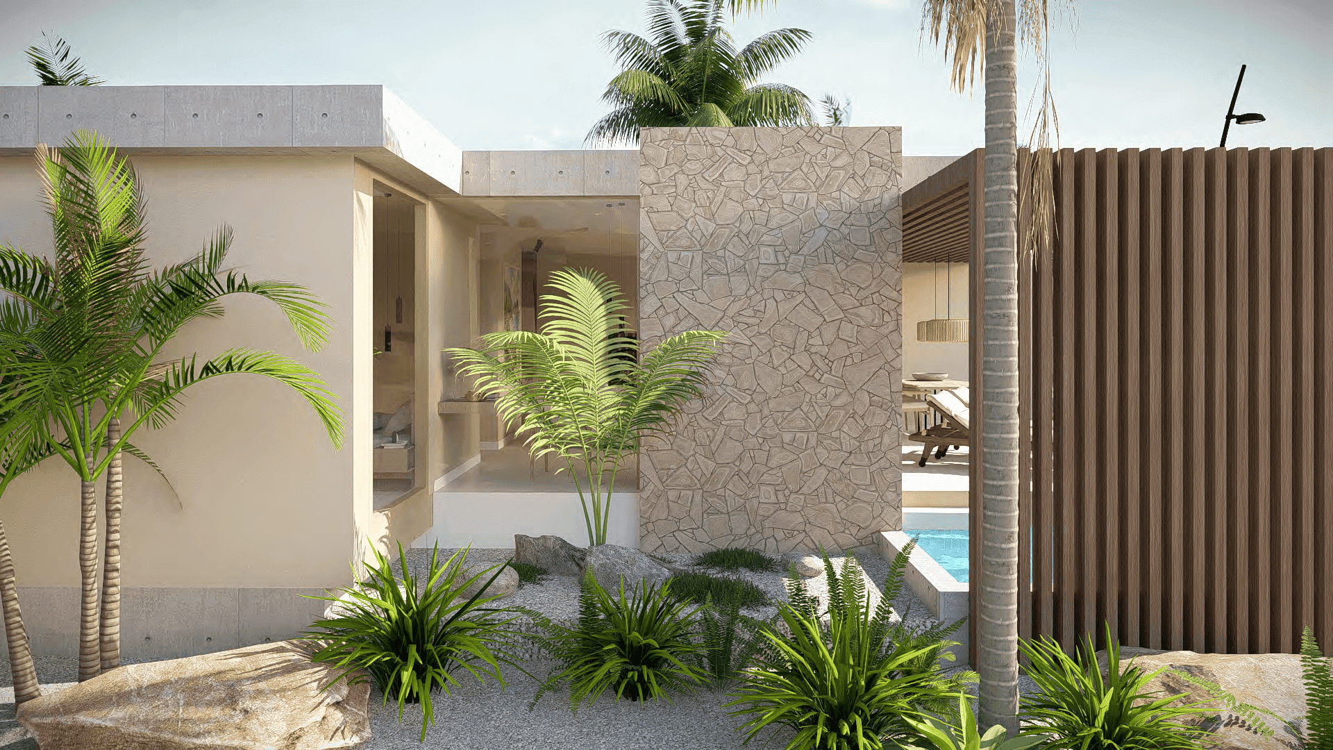 Side view 1-bedroom villa